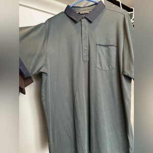 Travis Mathew’s polo green and blue. Like new. Large